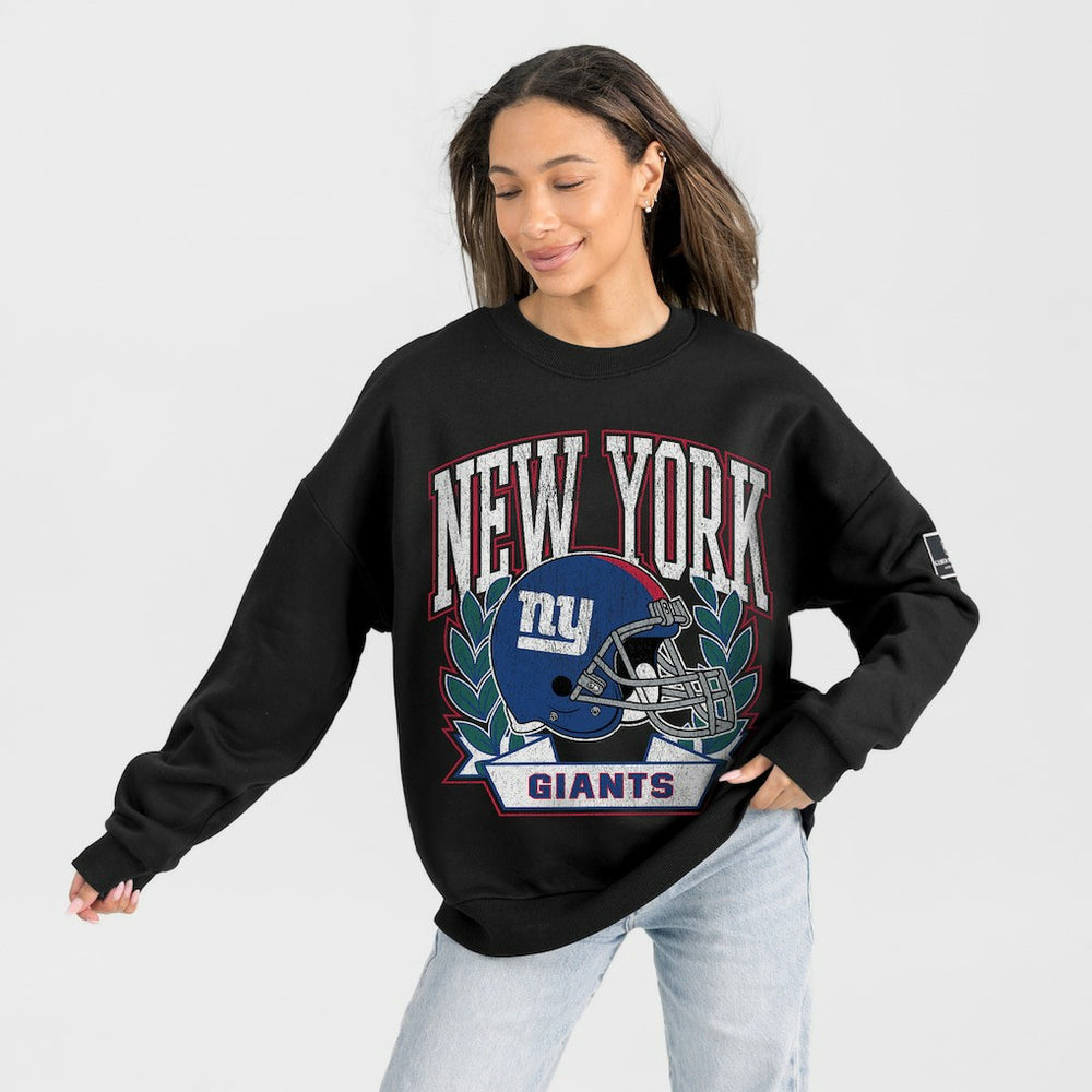 New York Giants Gameday Couture Women's Oversized Victory Lane Black Label Premium Fleece Sweatshirt - Black outlet