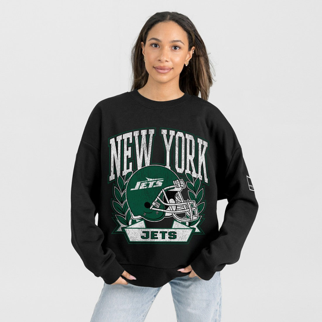 New York Jets Gameday Couture Women's Oversized Victory Lane Black Label Premium Fleece Sweatshirt - Black outlet