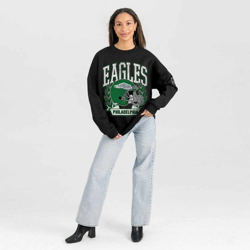 Philadelphia Eagles Gameday Couture Women's Oversized Victory Lane Black Label Premium Fleece Sweatshirt - Black sale