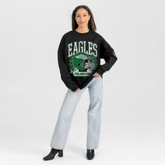 Philadelphia Eagles Gameday Couture Women's Oversized Victory Lane Black Label Premium Fleece Sweatshirt - Black sale