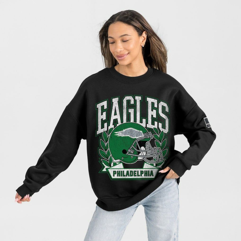 Philadelphia Eagles Gameday Couture Women's Oversized Victory Lane Black Label Premium Fleece Sweatshirt - Black sale