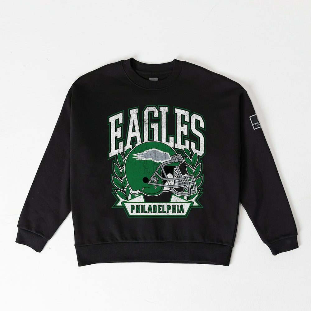 Philadelphia Eagles Gameday Couture Women's Oversized Victory Lane Black Label Premium Fleece Sweatshirt - Black sale
