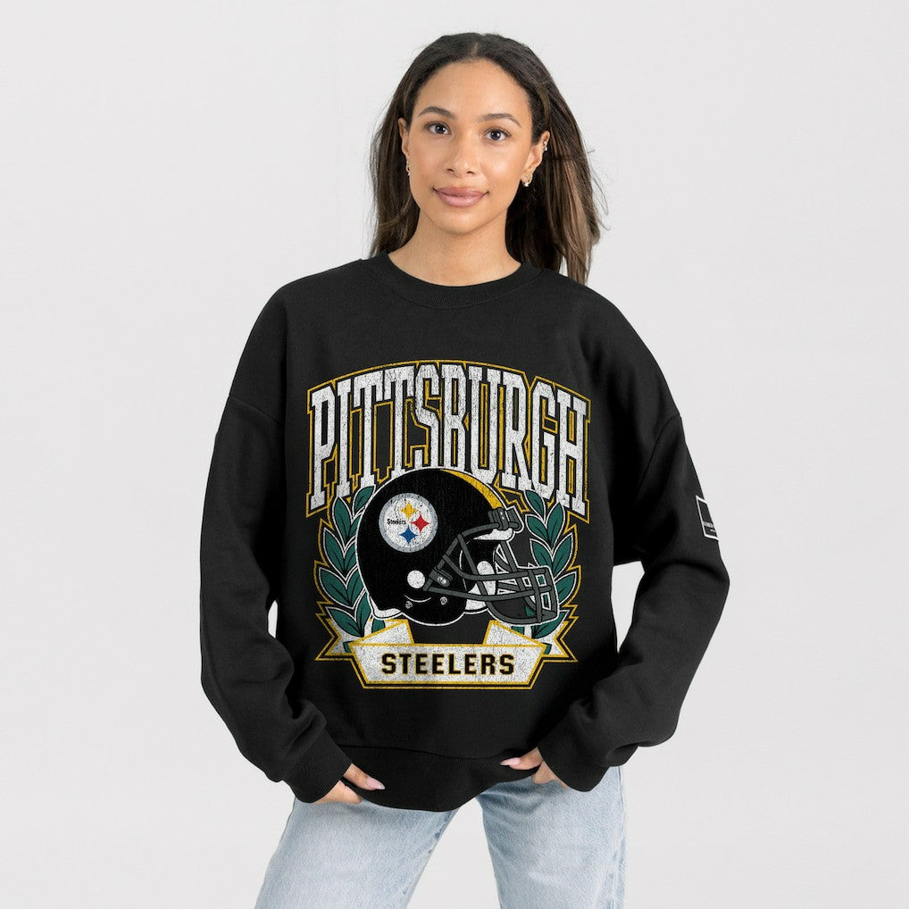 Pittsburgh Steelers Gameday Couture Women's Oversized Victory Lane Black Label Premium Fleece Sweatshirt - Black discount