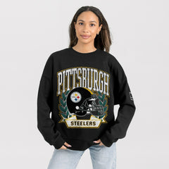 Pittsburgh Steelers Gameday Couture Women's Oversized Victory Lane Black Label Premium Fleece Sweatshirt - Black discount