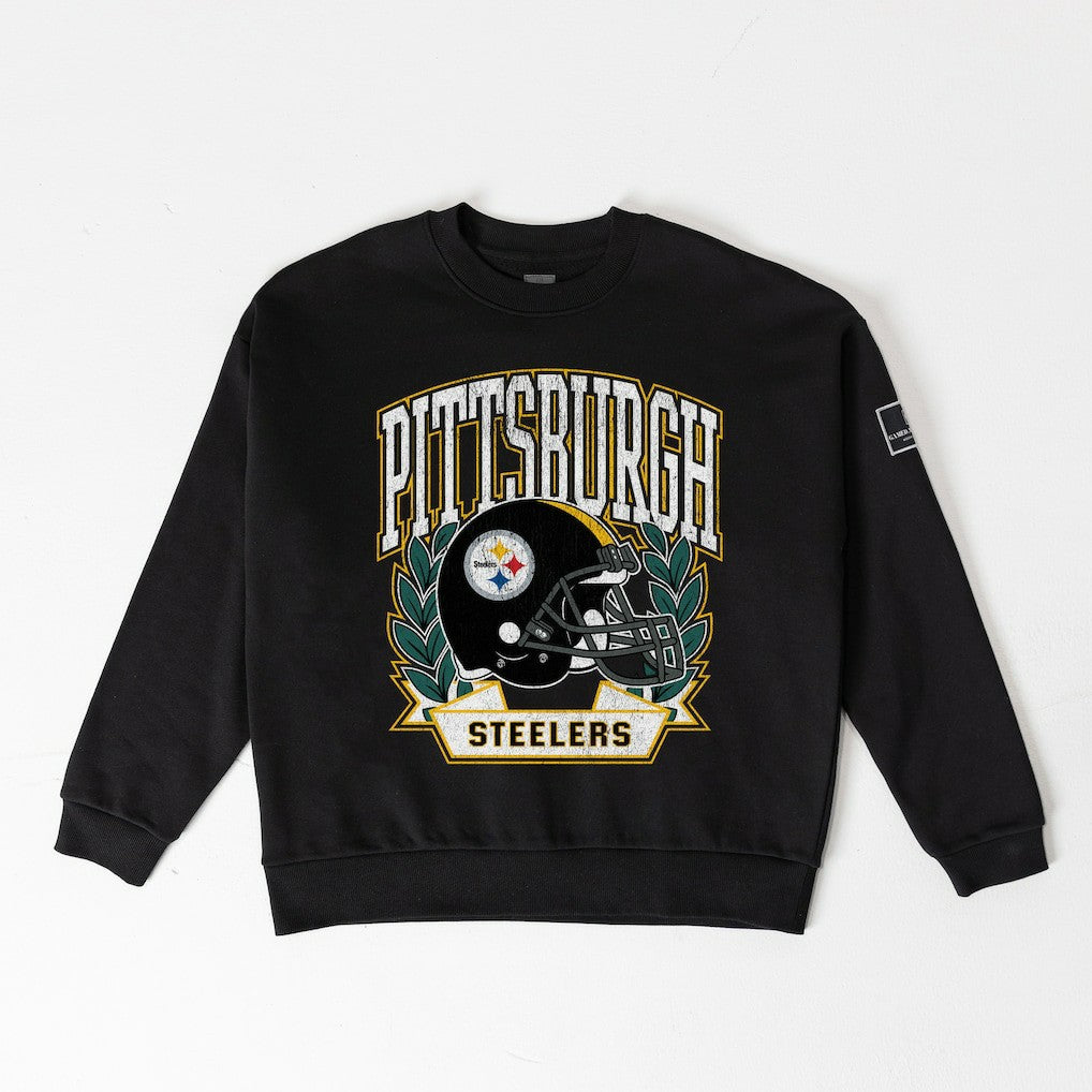 Pittsburgh Steelers Gameday Couture Women's Oversized Victory Lane Black Label Premium Fleece Sweatshirt - Black discount