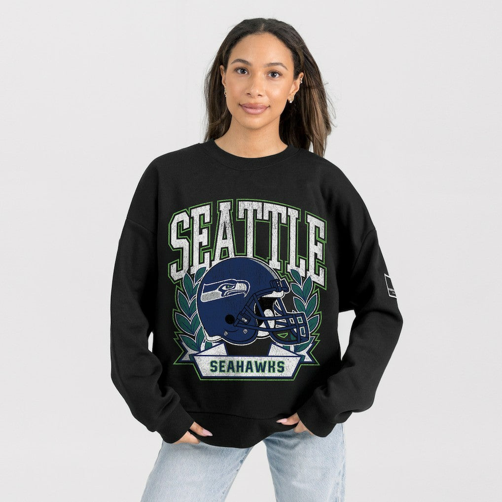 Seattle Seahawks Gameday Couture Women's Oversized Victory Lane Black Label Premium Fleece Sweatshirt - Black on sale