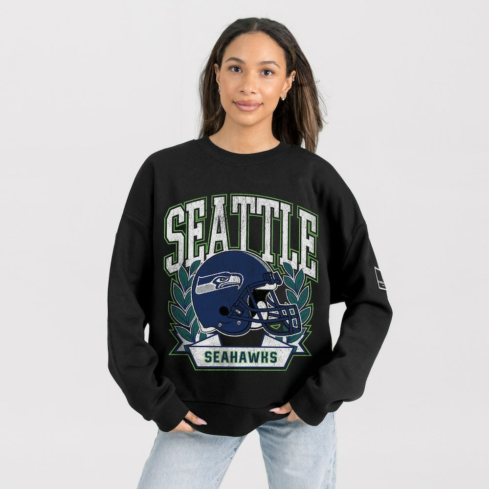 Seattle Seahawks Gameday Couture Women's Oversized Victory Lane Black Label Premium Fleece Sweatshirt - Black on sale