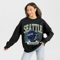 Seattle Seahawks Gameday Couture Women's Oversized Victory Lane Black Label Premium Fleece Sweatshirt - Black on sale