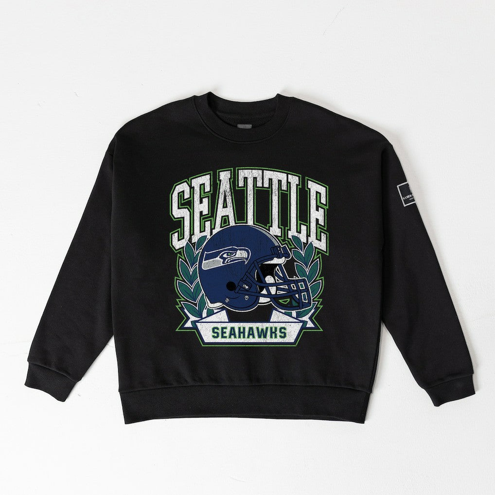 Seattle Seahawks Gameday Couture Women's Oversized Victory Lane Black Label Premium Fleece Sweatshirt - Black on sale