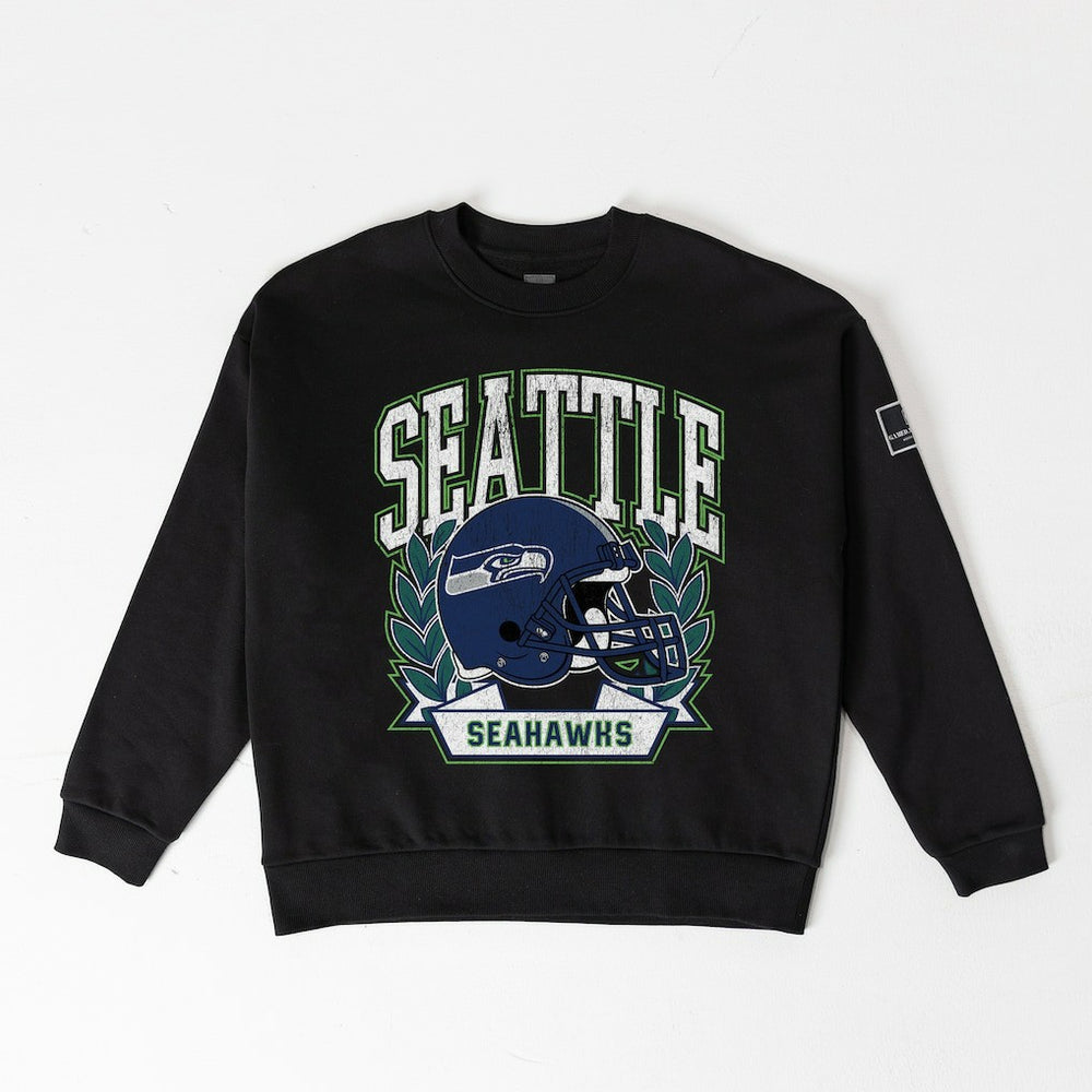 Seattle Seahawks Gameday Couture Women's Oversized Victory Lane Black Label Premium Fleece Sweatshirt - Black on sale