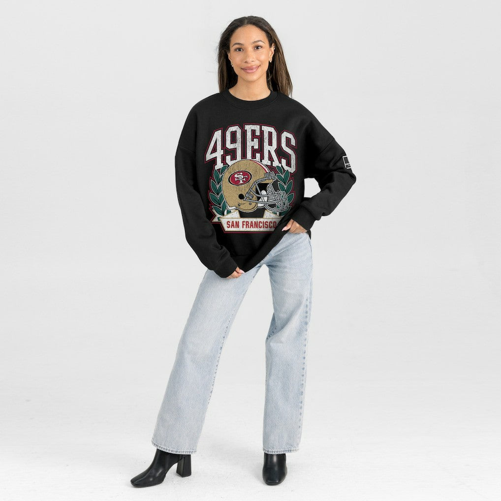 San Francisco 49ers Gameday Couture Women's Oversized Victory Lane Black Label Premium Fleece Sweatshirt - Black sale