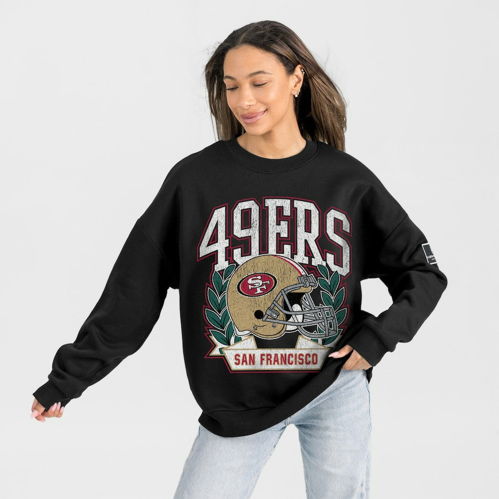 San Francisco 49ers Gameday Couture Women's Oversized Victory Lane Black Label Premium Fleece Sweatshirt - Black sale