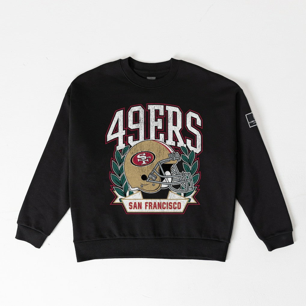 San Francisco 49ers Gameday Couture Women's Oversized Victory Lane Black Label Premium Fleece Sweatshirt - Black sale