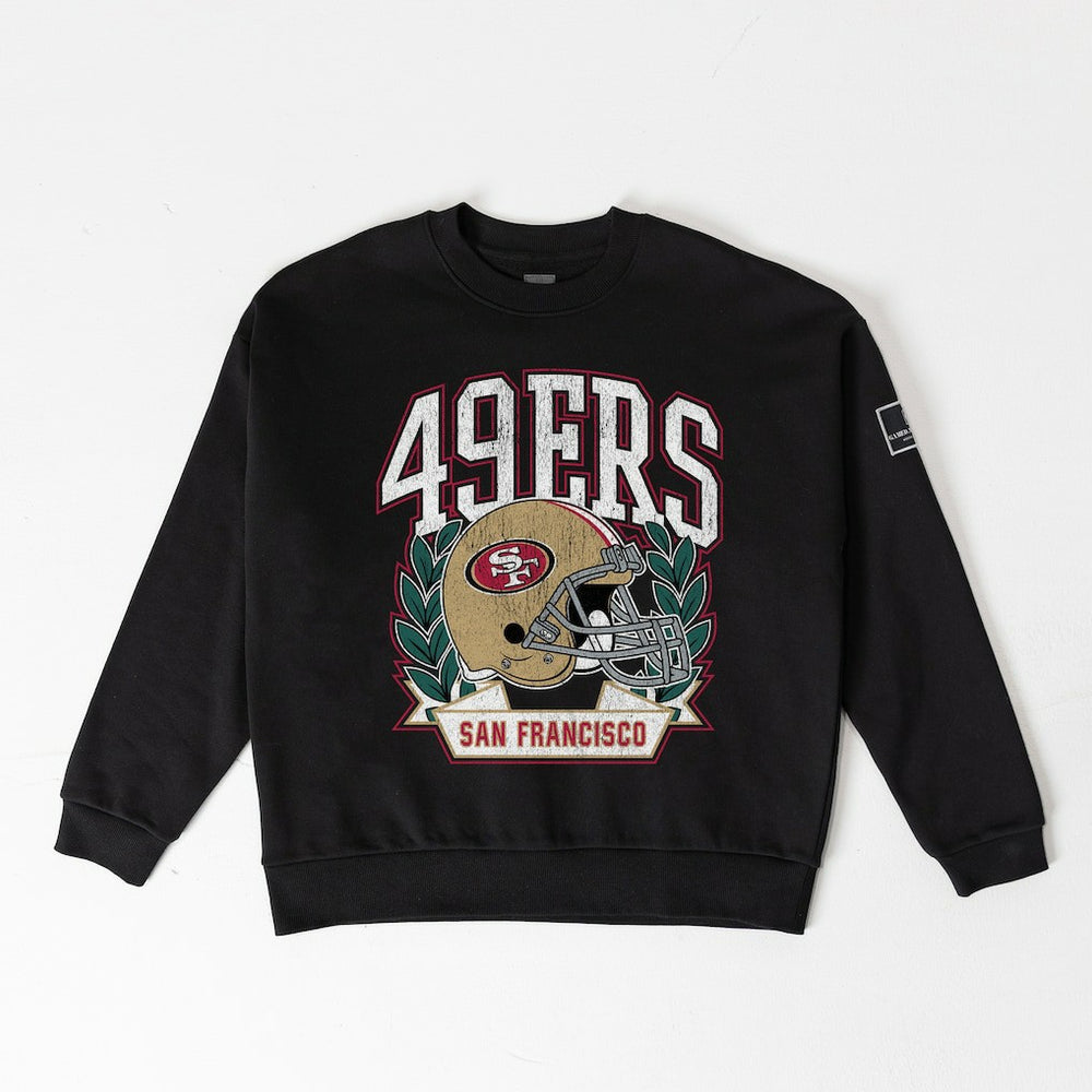 San Francisco 49ers Gameday Couture Women's Oversized Victory Lane Black Label Premium Fleece Sweatshirt - Black sale