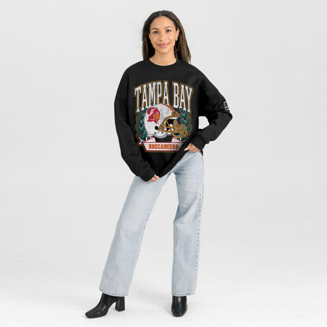 Tampa Bay Buccaneers Gameday Couture Women's Oversized Victory Lane Black Label Premium Fleece Sweatshirt - Black sale