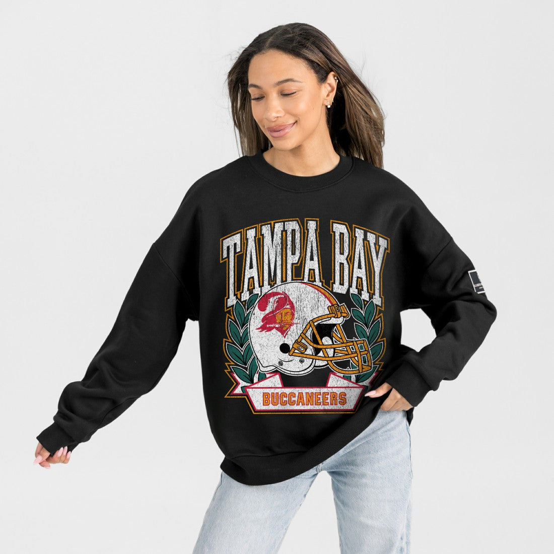 Tampa Bay Buccaneers Gameday Couture Women's Oversized Victory Lane Black Label Premium Fleece Sweatshirt - Black sale