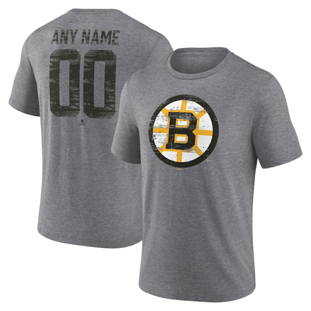 Boston Bruins Heritage Custom Tri-Blend T-Shirt - Gray T-shirts