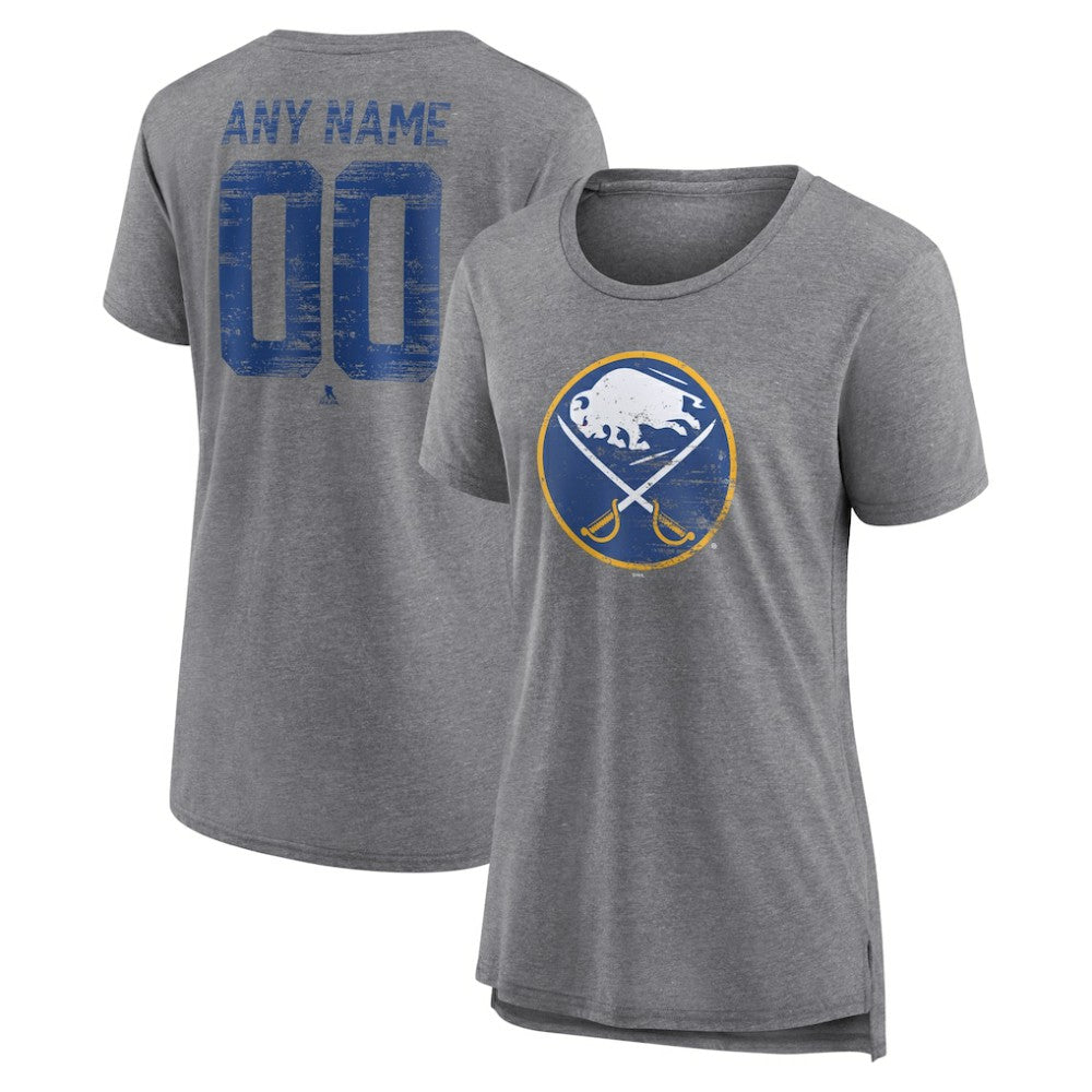 Buffalo Sabres Women's Heritage Custom Tri-Blend T-Shirt - Gray T-shirts