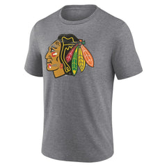Chicago Blackhawks Heritage Custom Tri-Blend T-Shirt - Gray T-shirts