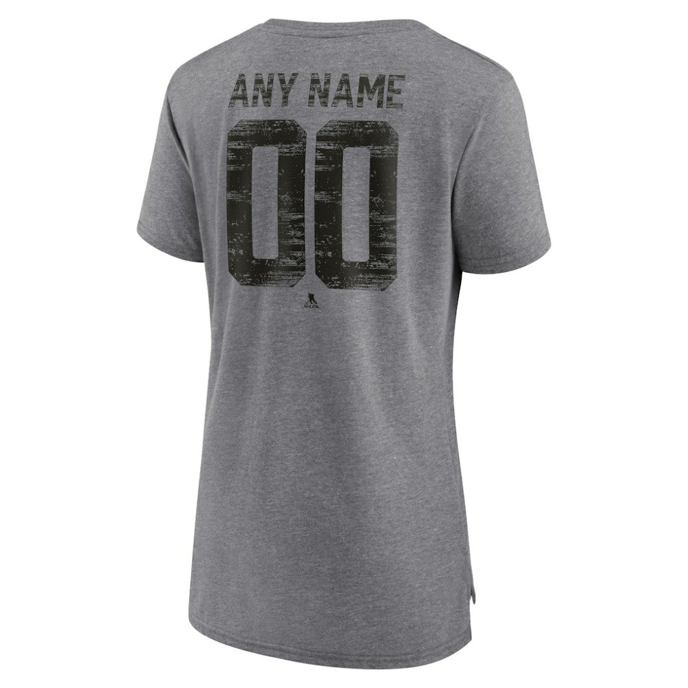 Chicago Blackhawks Women's Heritage Custom Tri-Blend T-Shirt - Gray T-shirts