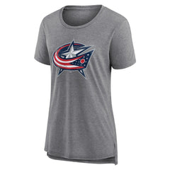 Columbus Blue Jackets Women's Heritage Custom Tri-Blend T-Shirt - Gray T-shirts