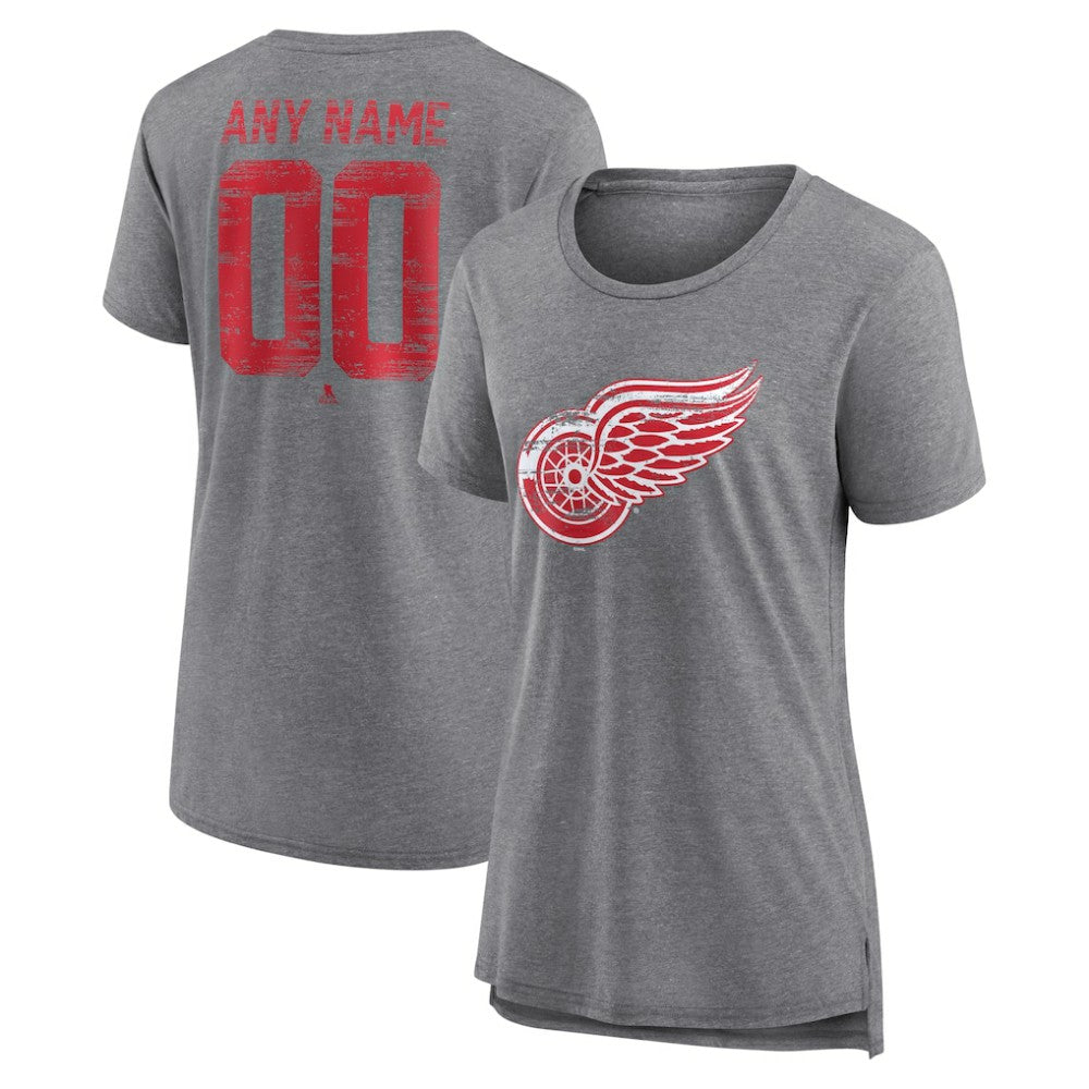 Detroit Red Wings Women's Heritage Custom Tri-Blend T-Shirt - Gray T-shirts