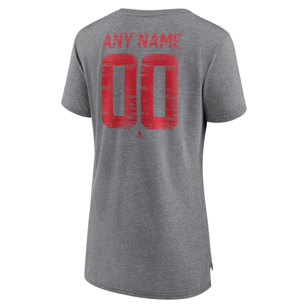 Detroit Red Wings Women's Heritage Custom Tri-Blend T-Shirt - Gray T-shirts