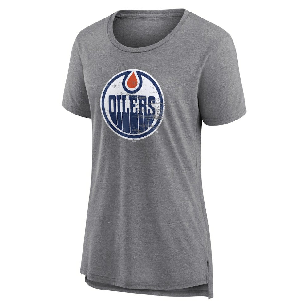 Edmonton Oilers Women's Heritage Custom Tri-Blend T-Shirt - Gray T-shirts