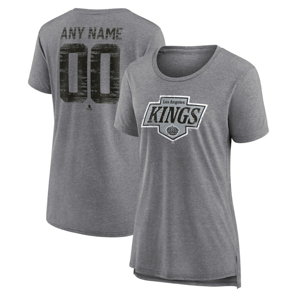 Los Angeles Kings Women's Heritage Custom Tri-Blend T-Shirt - Gray T-shirts