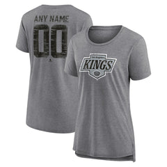 Los Angeles Kings Women's Heritage Custom Tri-Blend T-Shirt - Gray T-shirts