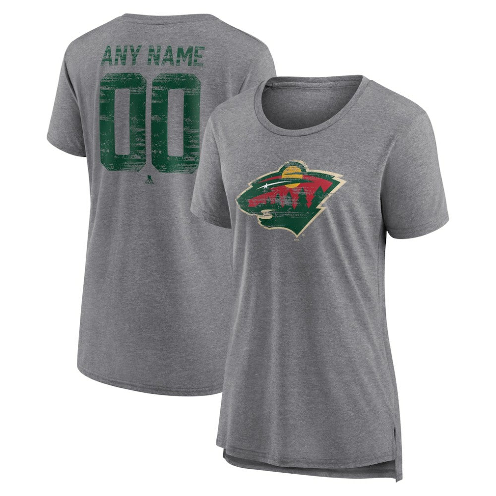 Minnesota Wild Women's Heritage Custom Tri-Blend T-Shirt - Gray T-shirts