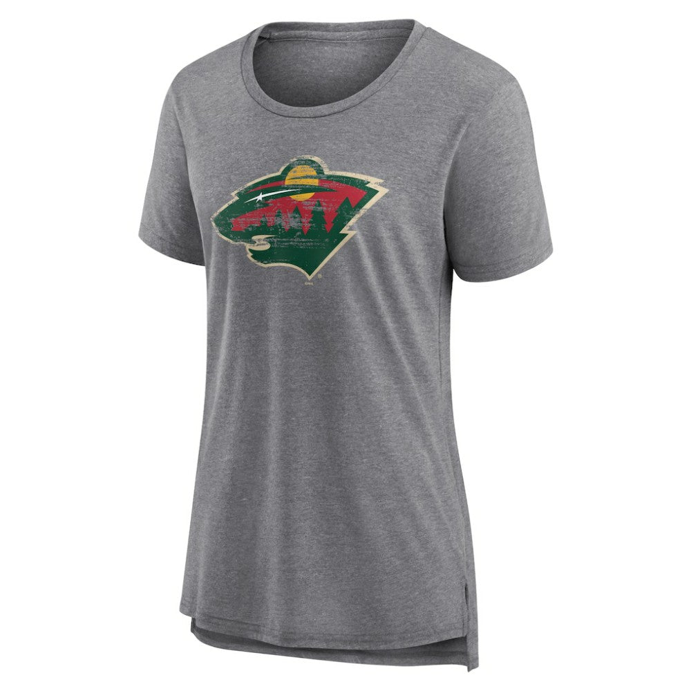 Minnesota Wild Women's Heritage Custom Tri-Blend T-Shirt - Gray T-shirts