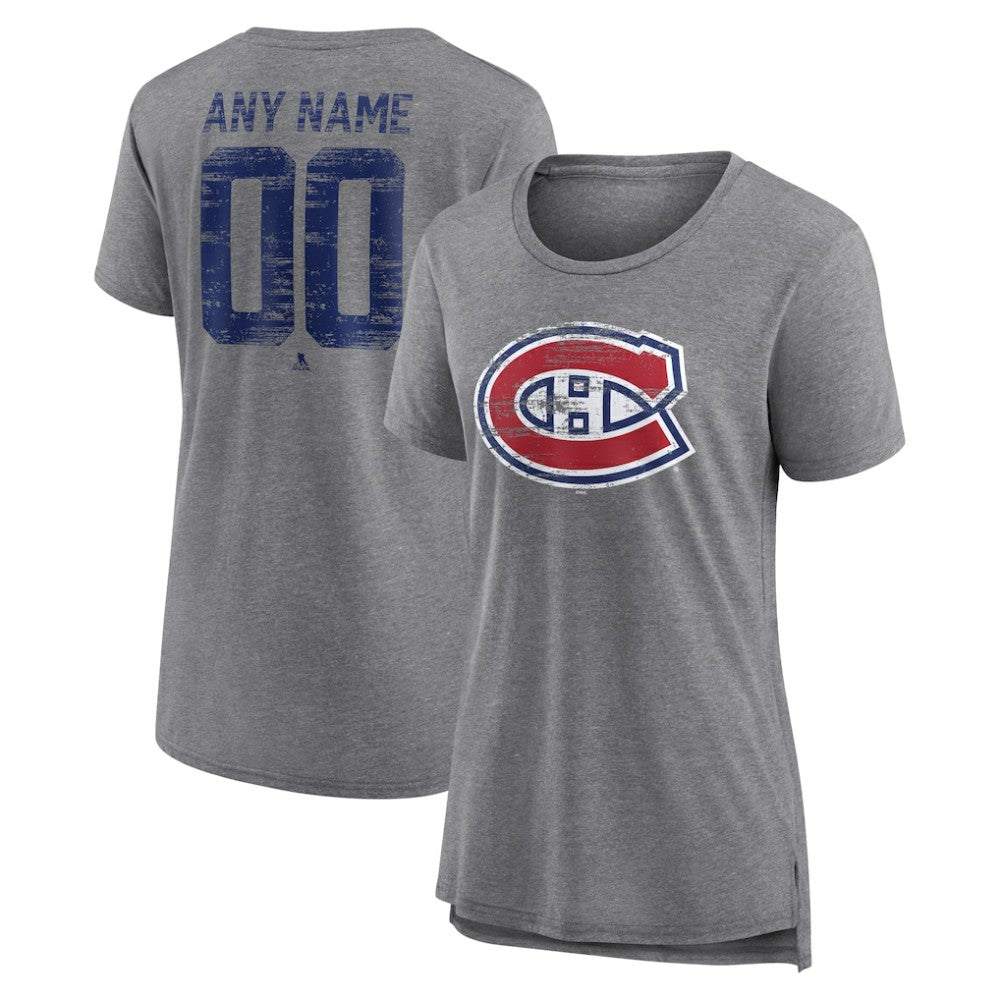 Montreal Canadiens Women's Heritage Custom Tri-Blend T-Shirt - Gray T-shirts