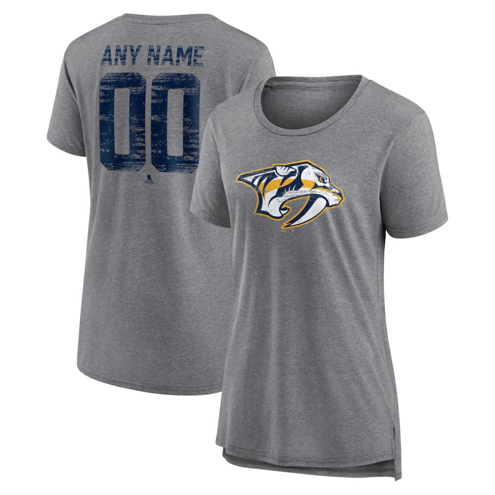 Nashville Predators Women's Heritage Custom Tri-Blend T-Shirt - Gray T-shirts