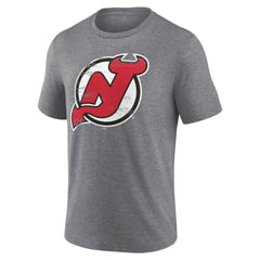 New Jersey Devils Heritage Custom Tri-Blend T-Shirt - Gray T-shirts