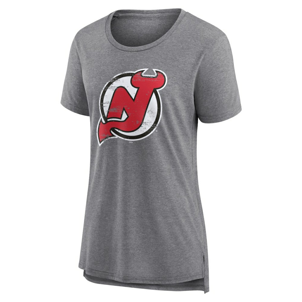 New Jersey Devils Women's Heritage Custom Tri-Blend T-Shirt - Gray T-shirts