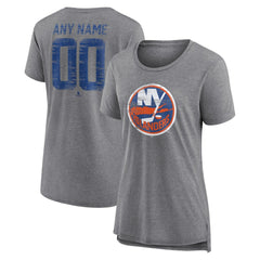 New York Islanders Women's Heritage Custom Tri-Blend T-Shirt - Gray T-shirts