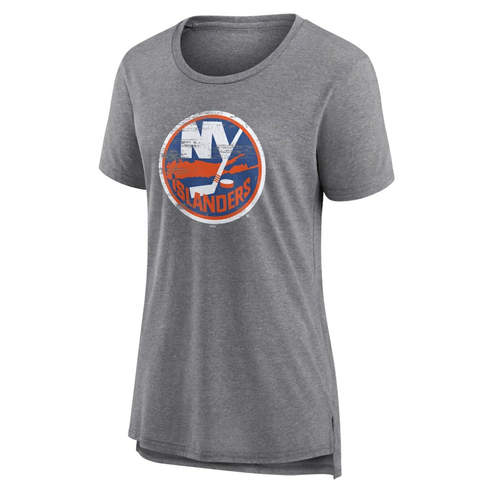 New York Islanders Women's Heritage Custom Tri-Blend T-Shirt - Gray T-shirts