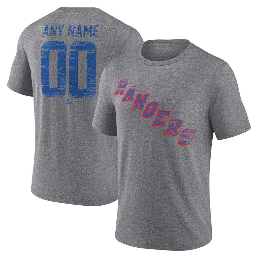 New York Rangers Heritage Custom Tri-Blend T-Shirt - Gray T-shirts