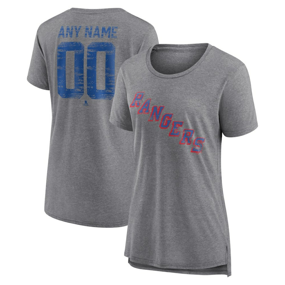 New York Rangers Women's Heritage Custom Tri-Blend T-Shirt - Gray T-shirts