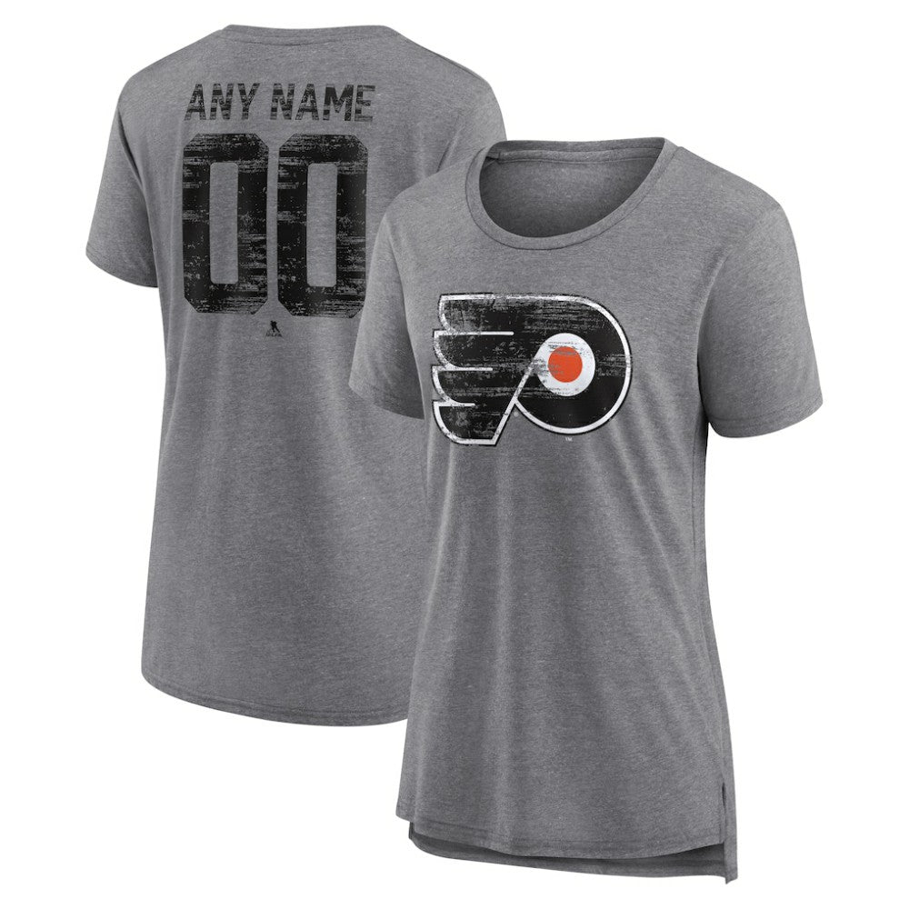 Philadelphia Flyers Women's Heritage Custom Tri-Blend T-Shirt - Gray T-shirts