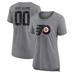 Philadelphia Flyers Women's Heritage Custom Tri-Blend T-Shirt - Gray T-shirts