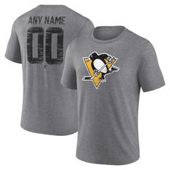 Pittsburgh Penguins Heritage Custom Tri-Blend T-Shirt - Gray T-shirts