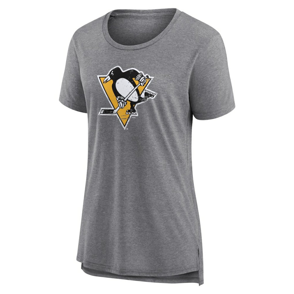 Pittsburgh Penguins Women's Heritage Custom Tri-Blend T-Shirt - Gray T-shirts