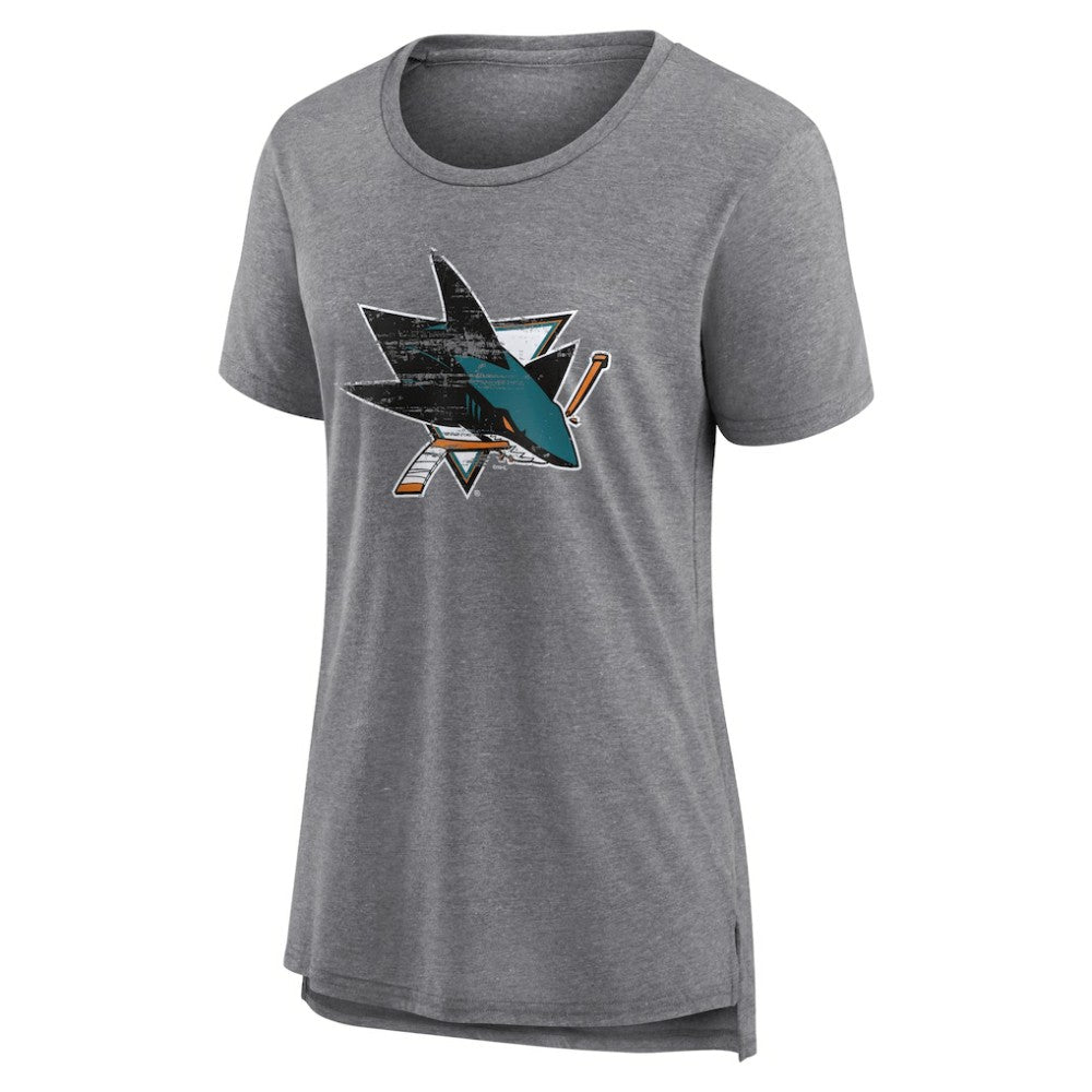 San Jose Sharks Women's Heritage Custom Tri-Blend T-Shirt - Gray T-shirts