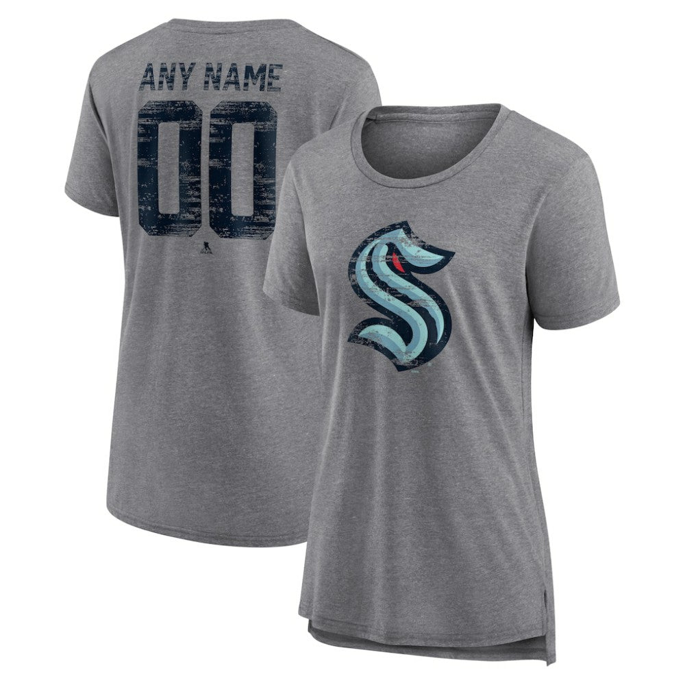 Seattle Kraken Women's Heritage Custom Tri-Blend T-Shirt - Gray T-shirts