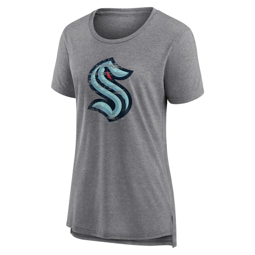 Seattle Kraken Women's Heritage Custom Tri-Blend T-Shirt - Gray T-shirts