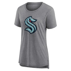 Seattle Kraken Women's Heritage Custom Tri-Blend T-Shirt - Gray T-shirts
