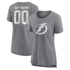 Tampa Bay Lightning Women's Heritage Custom Tri-Blend T-Shirt - Gray T-shirts