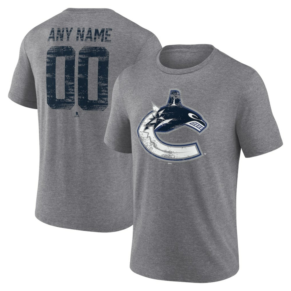 Vancouver Canucks Heritage Custom Tri-Blend T-Shirt - Gray T-shirts